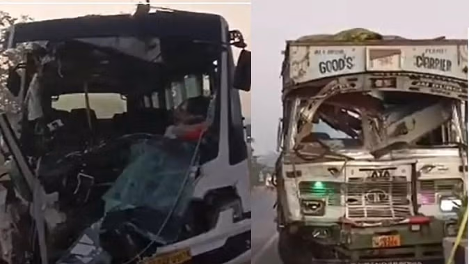 पिकनिक मना कर लौट रहे बच्चों की बस की ट्रक से टक्कर, दो की मौत, कई बच्चे घायल